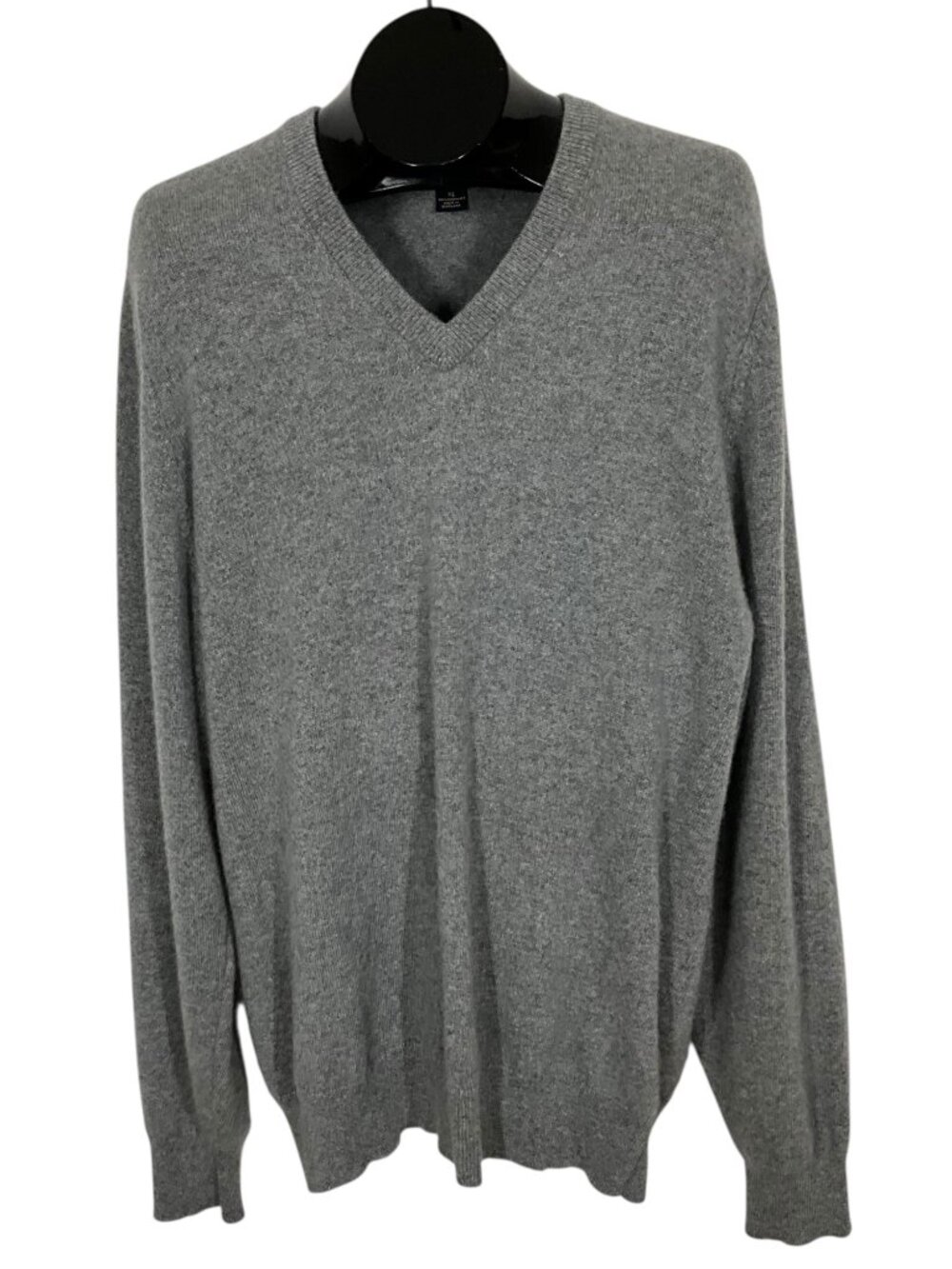 Brooks Brothers 3-Ply Cashmere V-Neck Sweater XL Gray Fall Quiet Luxury - Picture 2 of 12